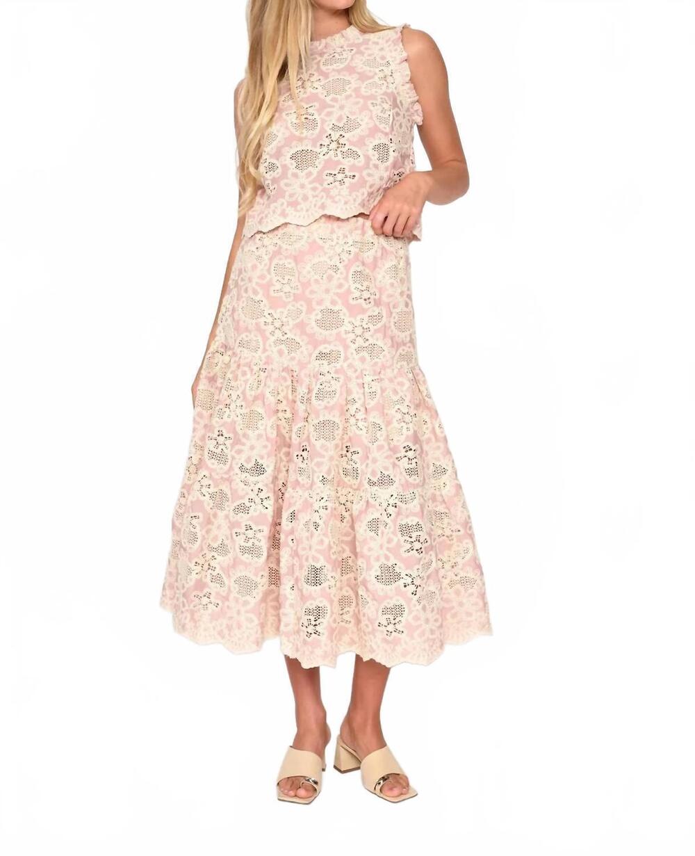 NEW DRA LOS ANGELES maya skirt in pink eyelet